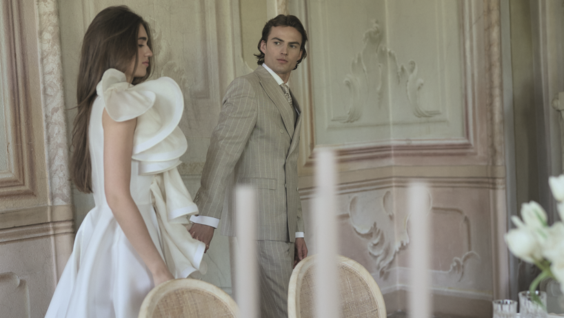 Italienische Hochzeit am Comer See mit stilvollem WILVORST Hochzeitslook für den Bräutigam