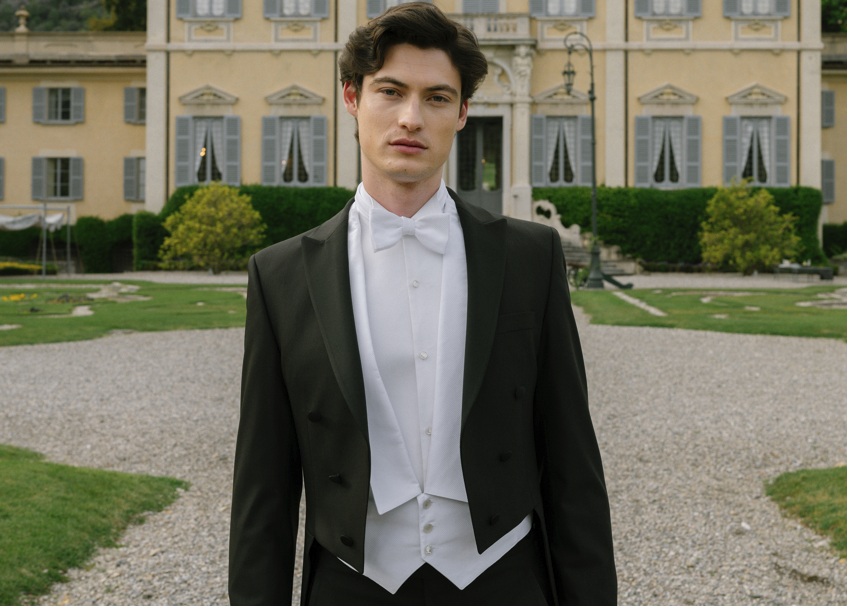 Eleganter WILVORST Frack-Anzug für Herren mit passenden Accessoires im White Tie Look